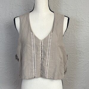 Stella McCartney Reversible Linen Laced Hook And Eye Cropped Sleeveless Top